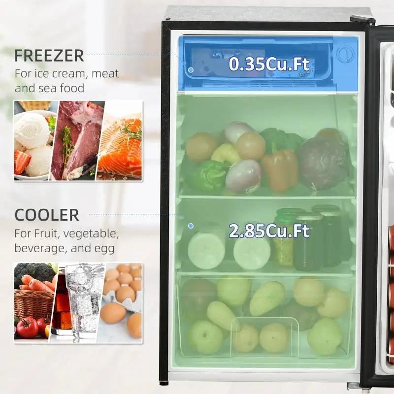 Compact Refrigerator Mini Fridge/Freezer 3.2 Cu.Ft, Black by HomePacific