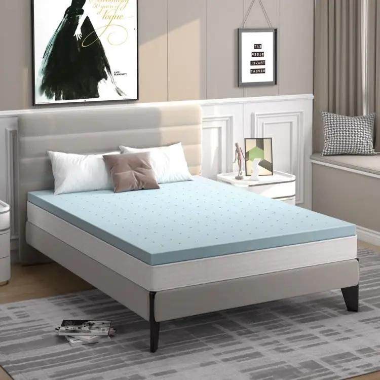Full size 4-inch Thick Soft Gel Memory Foam Mattress Topper in Light Blue by HomePacific