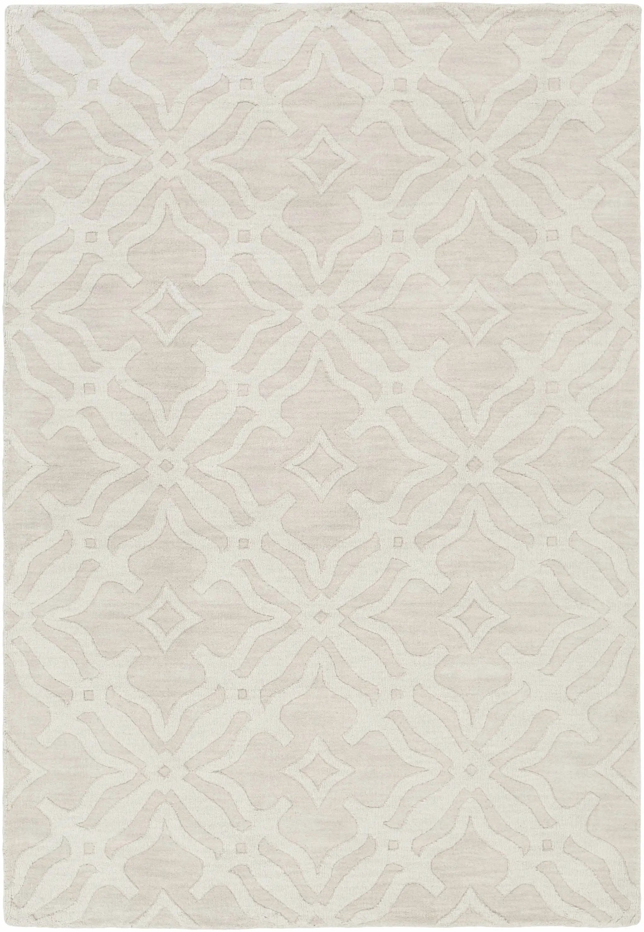 Fyffe Embossed Beige Wool Area Rug by Boutique Rugs
