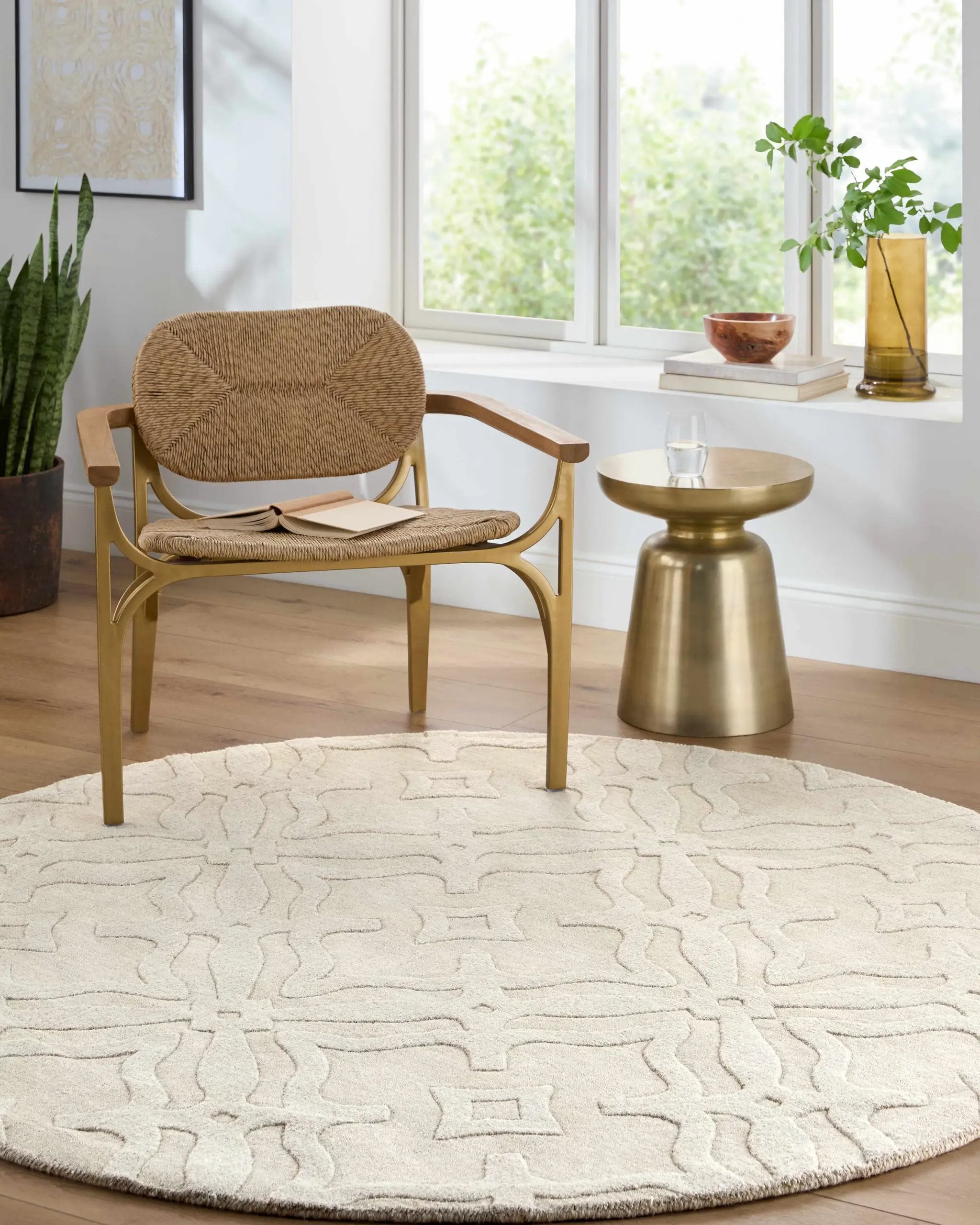 Fyffe Embossed Beige Wool Area Rug by Boutique Rugs