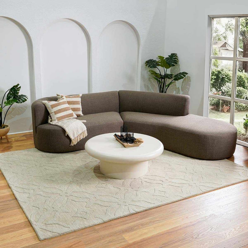 Fyffe Embossed Beige Wool Area Rug by Boutique Rugs