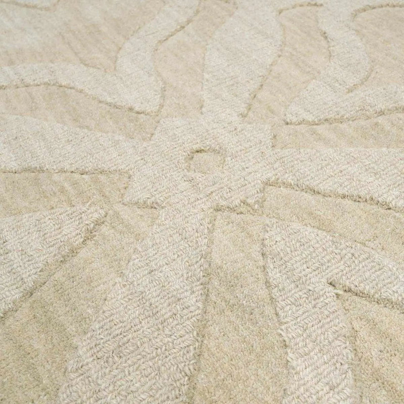 Fyffe Embossed Beige Wool Area Rug by Boutique Rugs