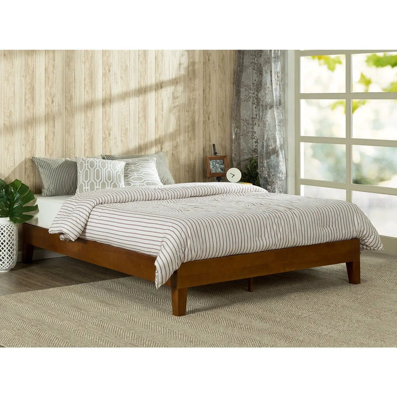 Full size Low Profile Platform Bed Frame in Cherry Wood Finish by HomePacific