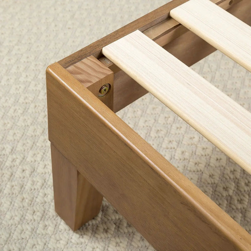 Full size Solid Wood Low Profile Platform Bed Frame in Pine Finish by HomePacific