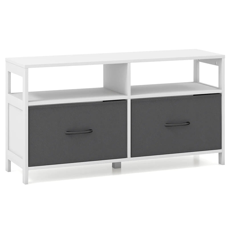 Fabric Chest of Drawers with 2 Drawers and 2 Open Shelves-White by DirectDeals