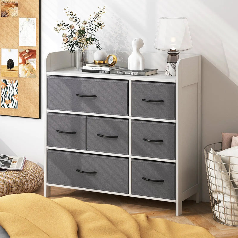 Fabric Dresser with 7 Drawers for Bedroom-White by DirectDeals