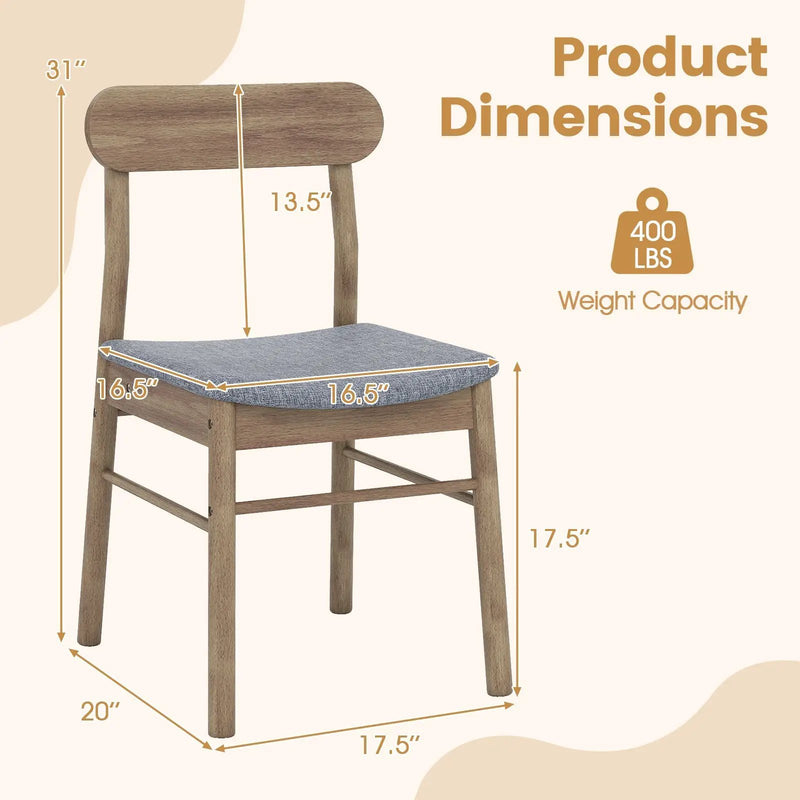 Fabric Upholstered Kitchen Armless Dining Chairs with Rubber Wood Frame Set of 2-Oak by DirectDeals