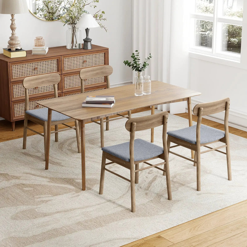 Fabric Upholstered Kitchen Armless Dining Chairs with Rubber Wood Frame Set of 2-Oak by DirectDeals