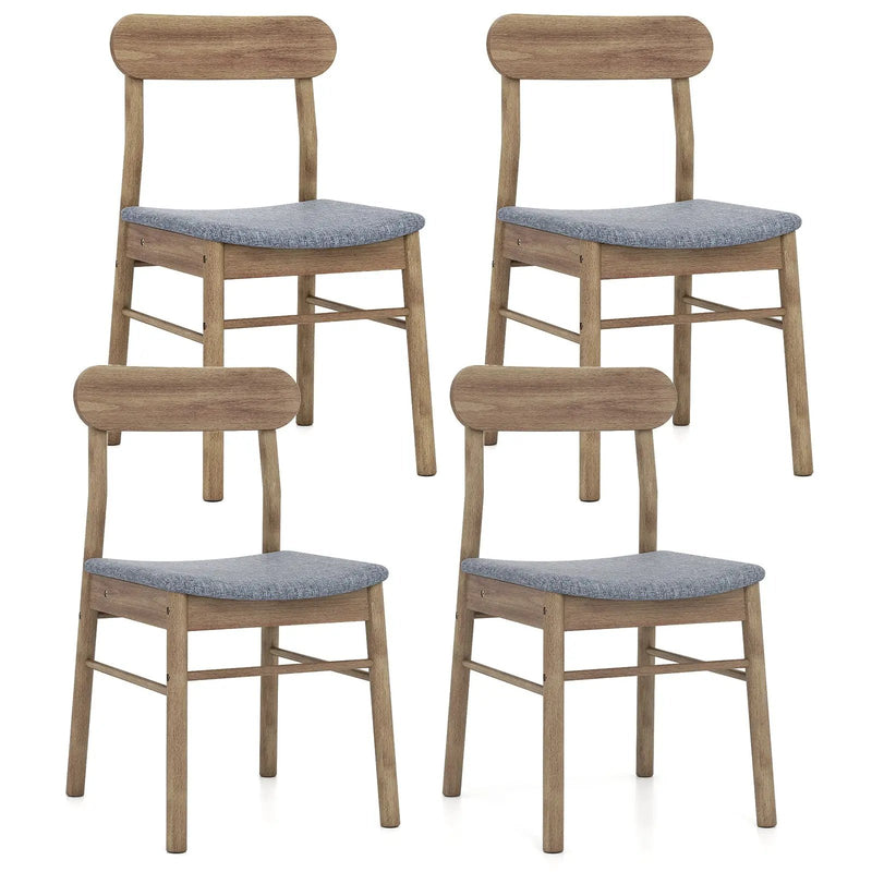 Fabric Upholstered Kitchen Armless Dining Chairs with Rubber Wood Frame Set of 4-Oak by DirectDeals