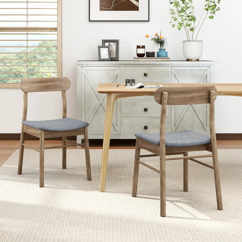 Fabric Upholstered Kitchen Armless Dining Chairs with Rubber Wood Frame Set of 4-Oak by DirectDeals