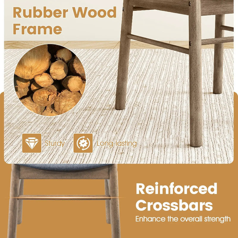 Fabric Upholstered Kitchen Armless Dining Chairs with Rubber Wood Frame Set of 4-Oak by DirectDeals