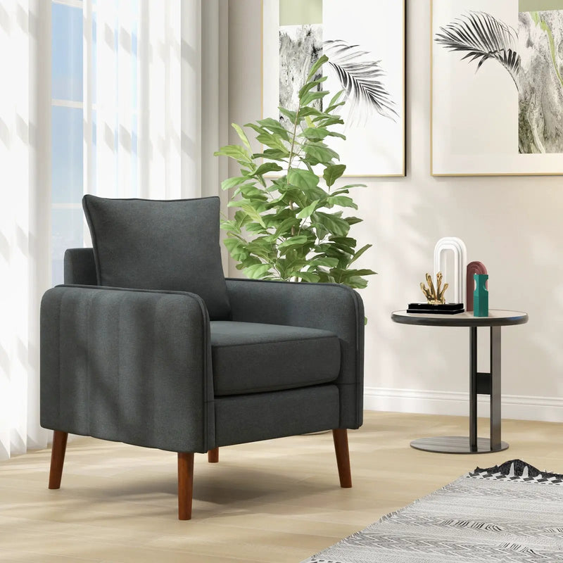 Fabric Upholstered Sofa Chair with Removable Back and Seat Cushions-Gray by DirectDeals