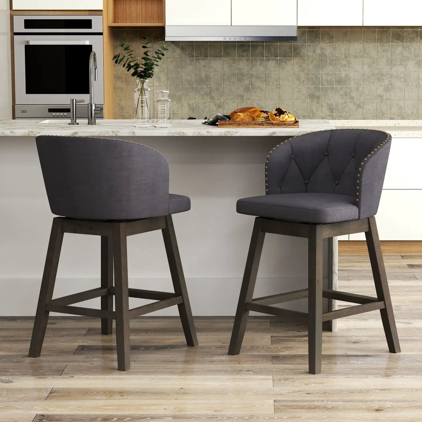 Counter Height Fabric Upholstered Bar Stools Set of 2 by DirectDeals