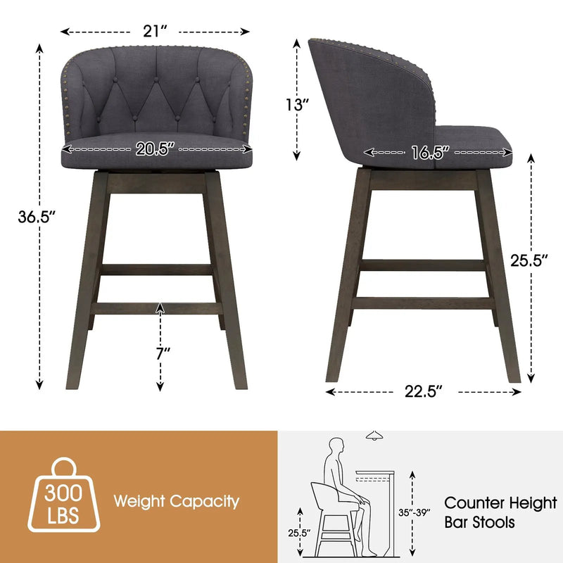 Counter Height Fabric Upholstered Bar Stools Set of 2 by DirectDeals