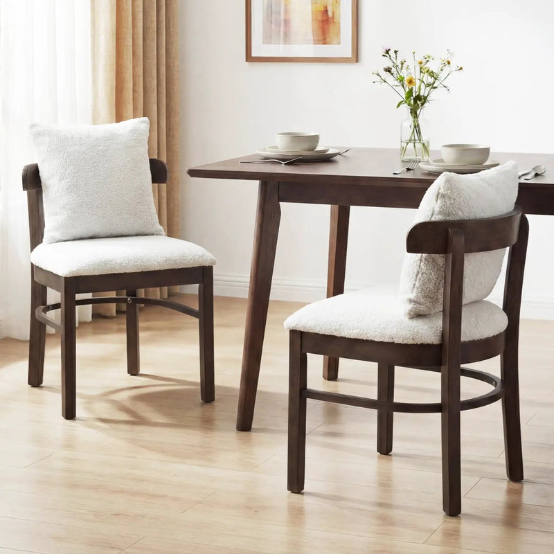 Fabric Upholstered Wood Dining Chairs Set of 2 with Removable Pillow by DirectDeals