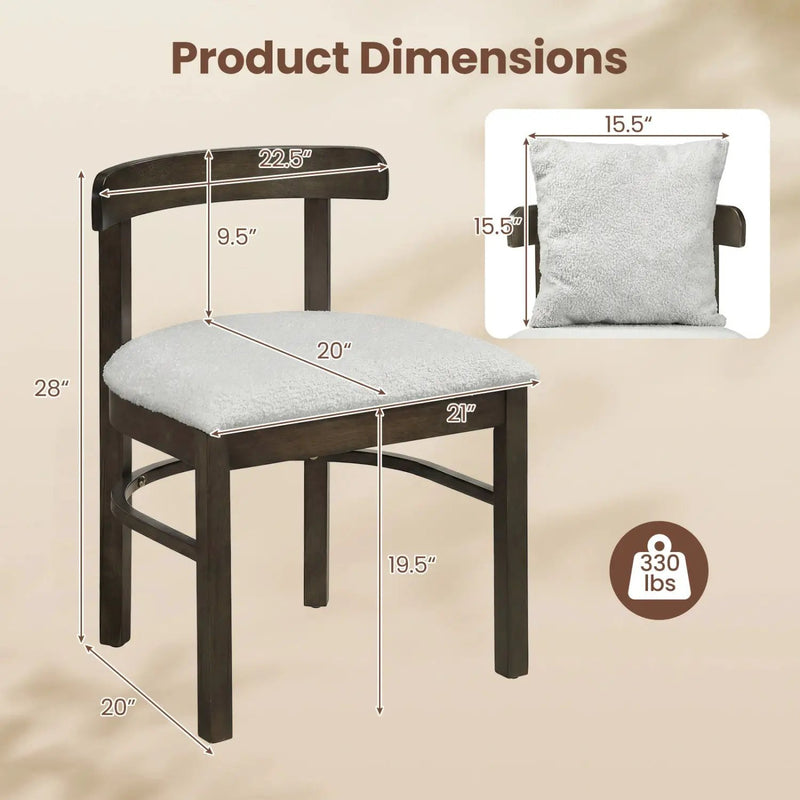 Fabric Upholstered Wood Dining Chairs Set of 2 with Removable Pillow by DirectDeals