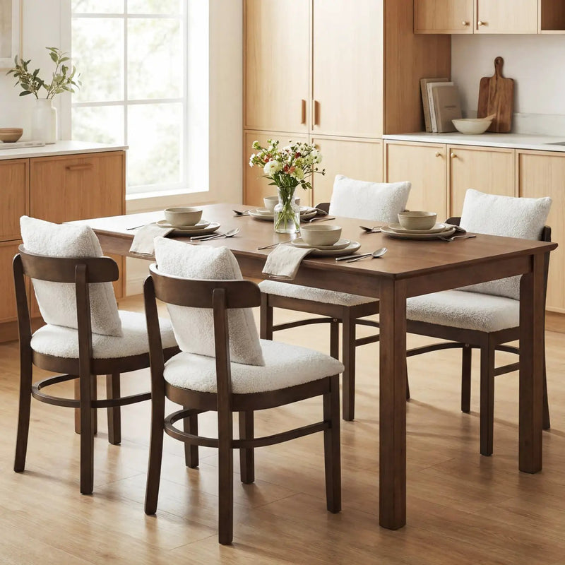 Fabric Upholstered Wood Dining Chairs Set of 2 with Removable Pillow by DirectDeals