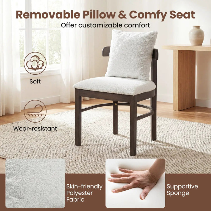 Fabric Upholstered Wood Dining Chairs Set of 2 with Removable Pillow by DirectDeals