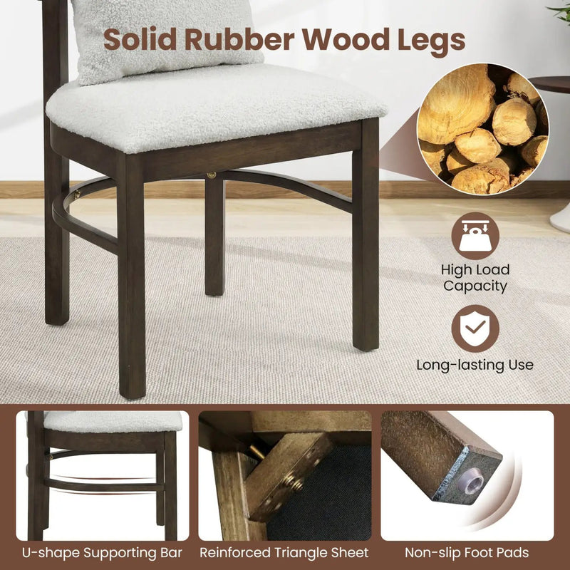 Fabric Upholstered Wood Dining Chairs Set of 2 with Removable Pillow by DirectDeals