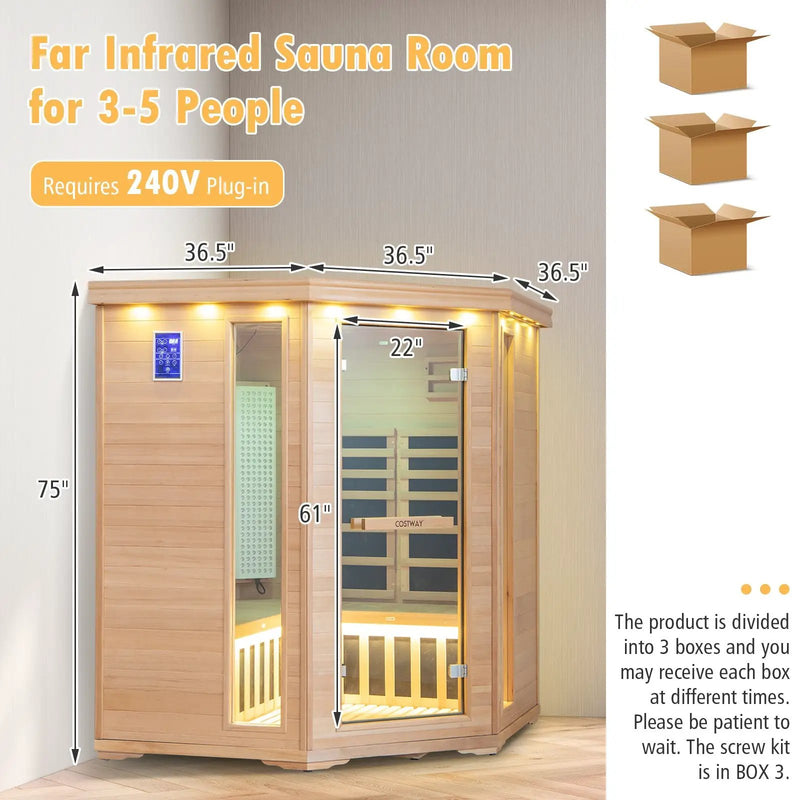 3-5 People Far Infrared Wooden Sauna Room for Home by DirectDeals
