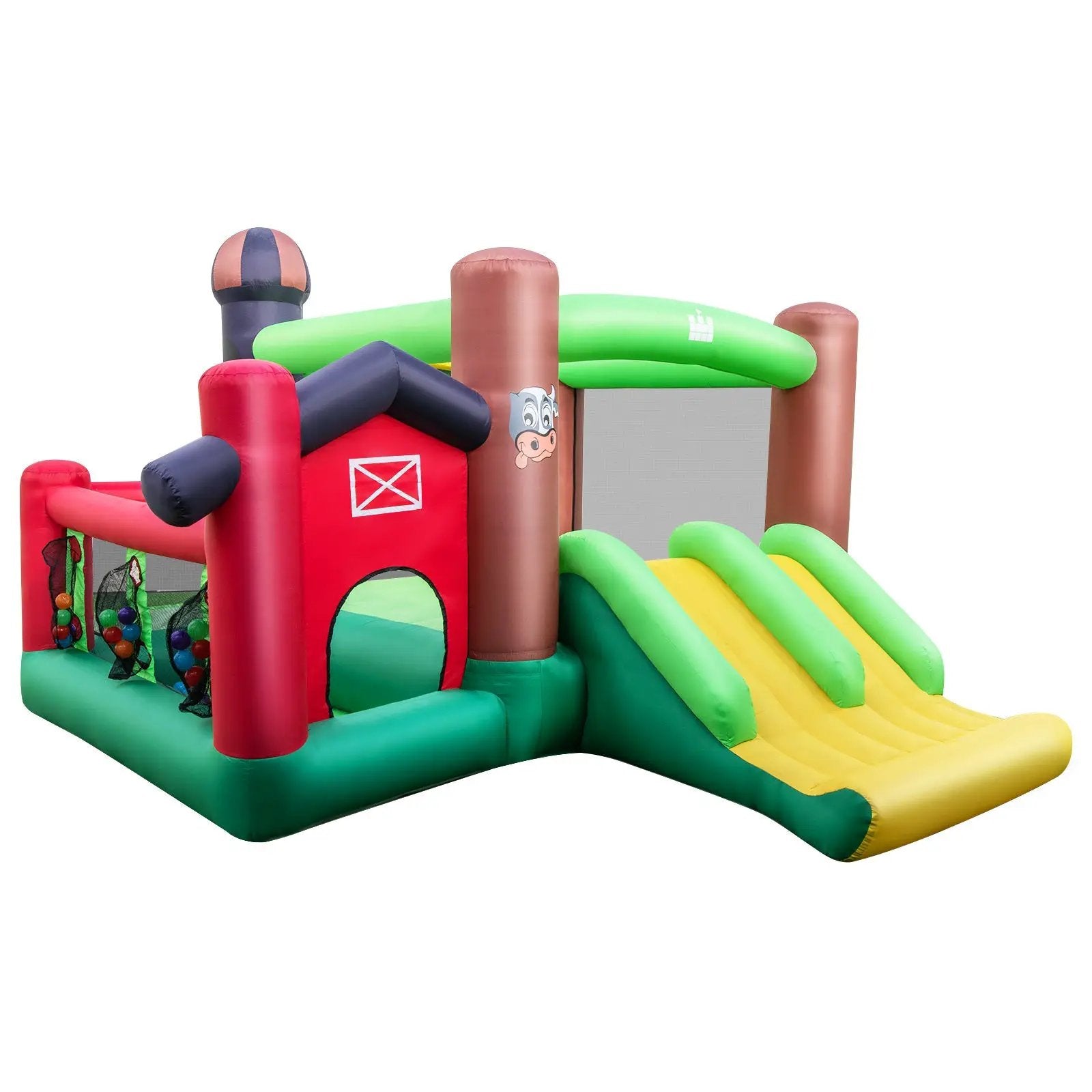 6-in-1 Inflatable Bounce House with Double Slides without Blower by DirectDeals