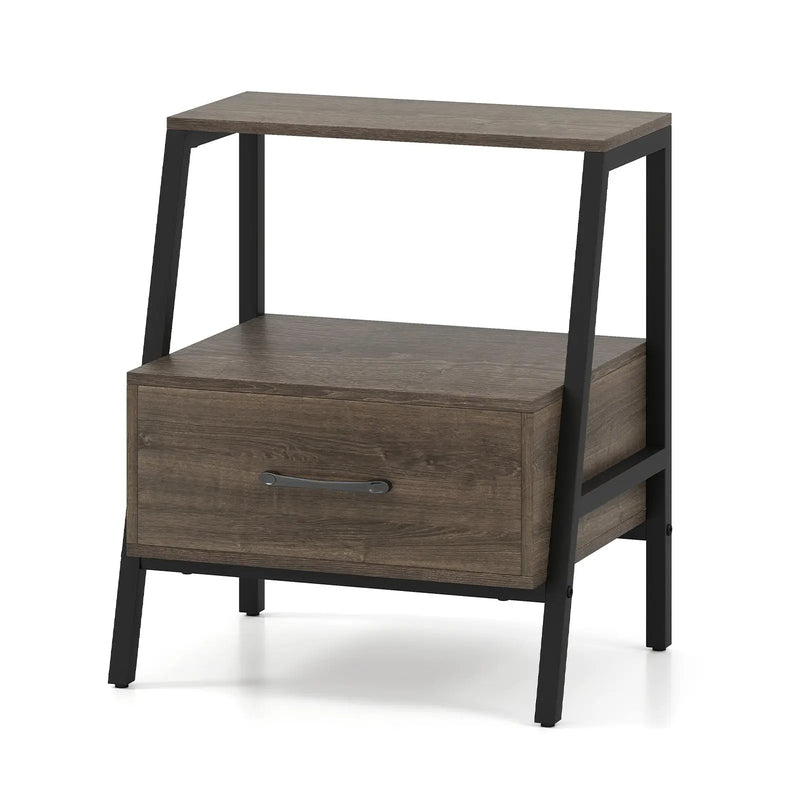 3-Tier Farmhouse Nightstand with Open Shelf by DirectDeals