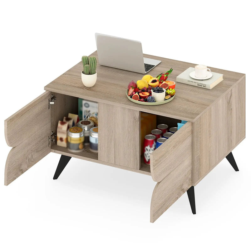 Farmhouse Accent Modern Coffee Table with Storage for Living Room Bedroom-Natural by DirectDeals