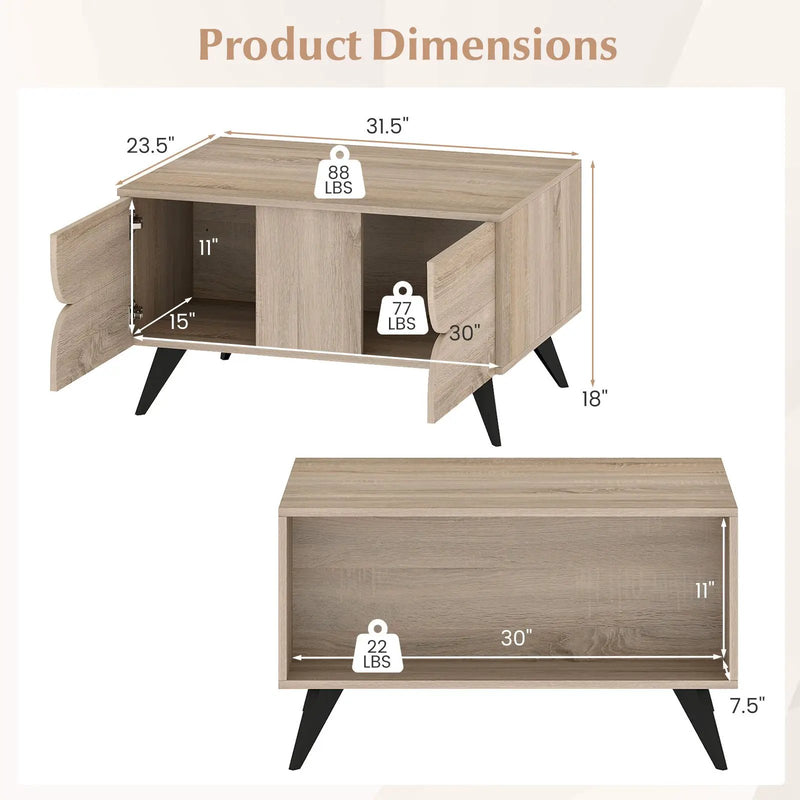 Farmhouse Accent Modern Coffee Table with Storage for Living Room Bedroom-Natural by DirectDeals