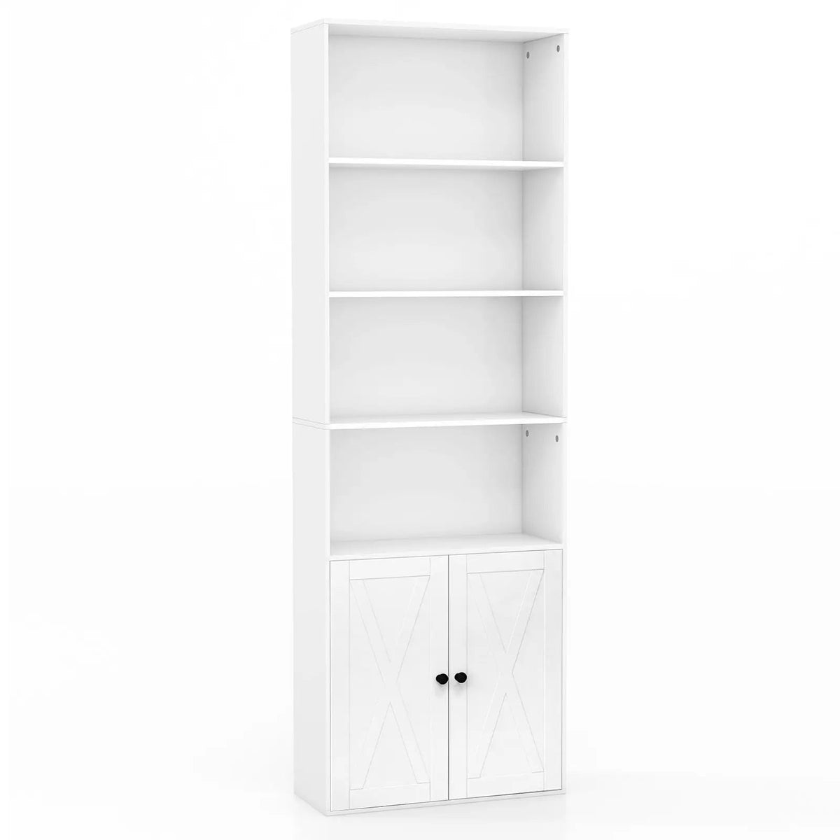 71 Inch Freestanding Bookshelf with 6 Shelves and 2-Door Cabinet by DirectDeals