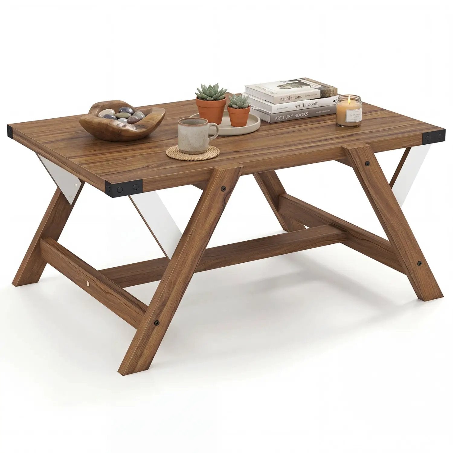 Farmhouse Center Table with Decorative Nailhead Accents for Living Room by DirectDeals