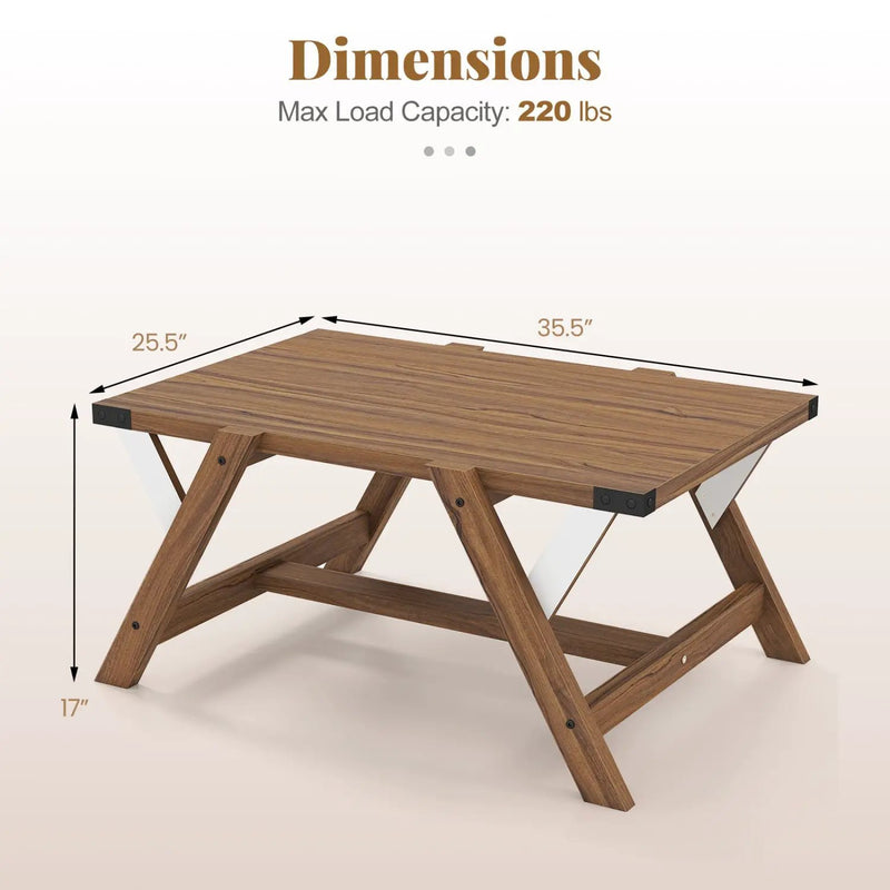 Farmhouse Center Table with Decorative Nailhead Accents for Living Room by DirectDeals