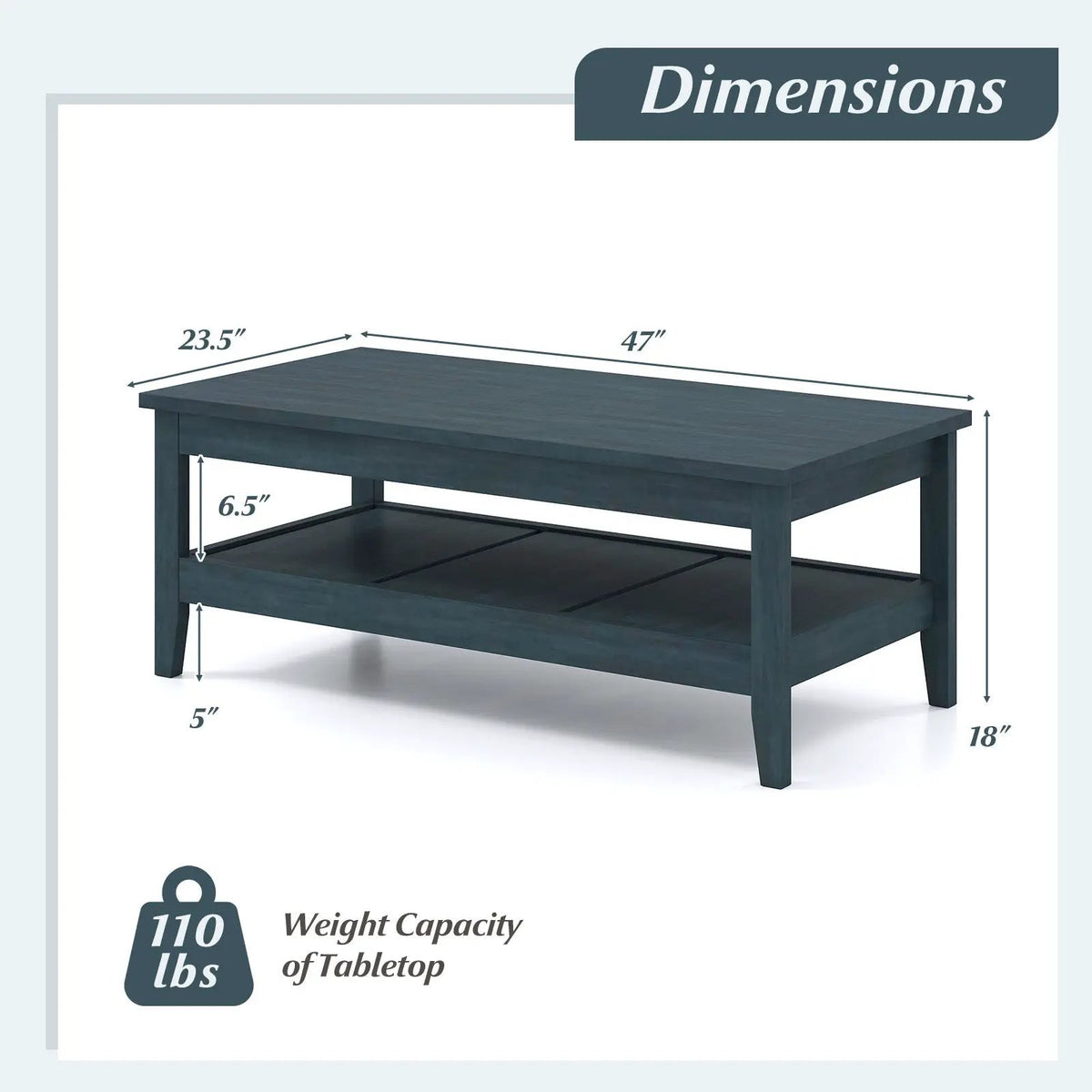 Farmhouse Coffee Table Rustic Cocktail Center Table with Thickened Tabletop by DirectDeals