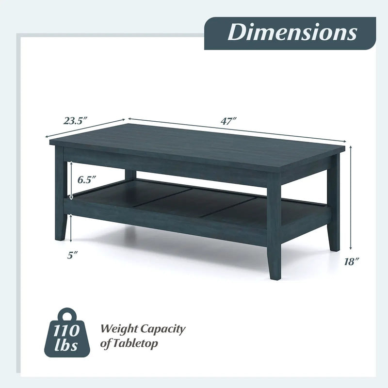 Farmhouse Coffee Table Rustic Cocktail Center Table with Thickened Tabletop by DirectDeals