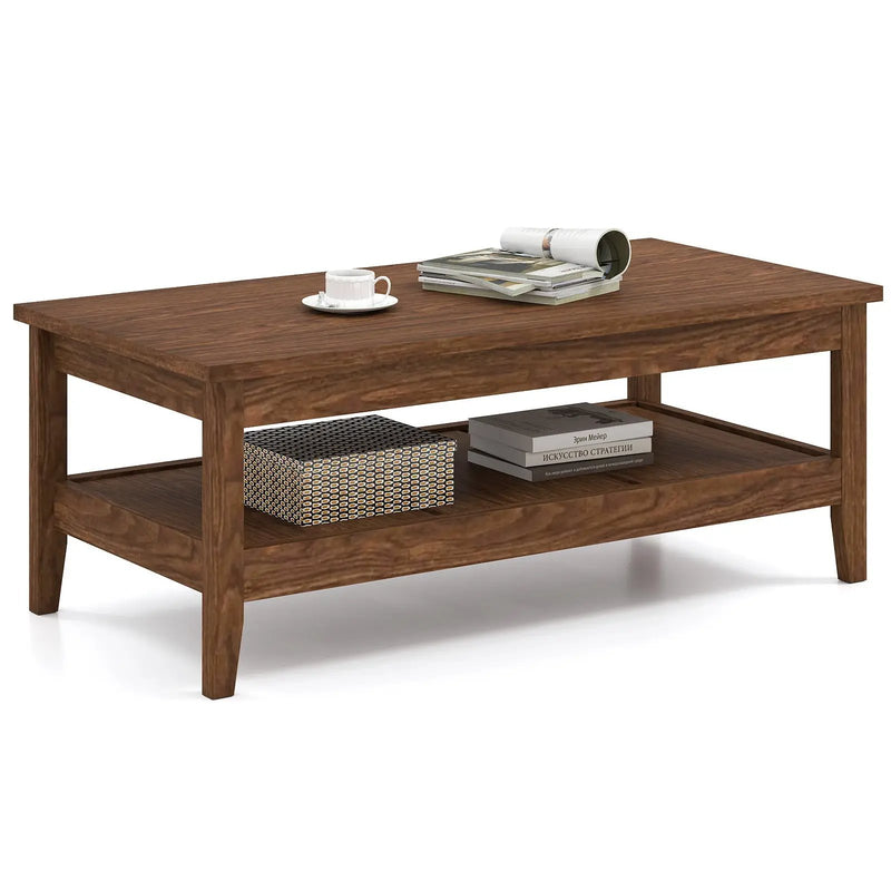 Farmhouse Coffee Table Rustic Cocktail Center Table with Thickened Tabletop by DirectDeals