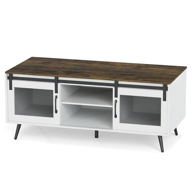 Farmhouse Coffee Table with Sliding Doors and Adjustable Shelf by DirectDeals