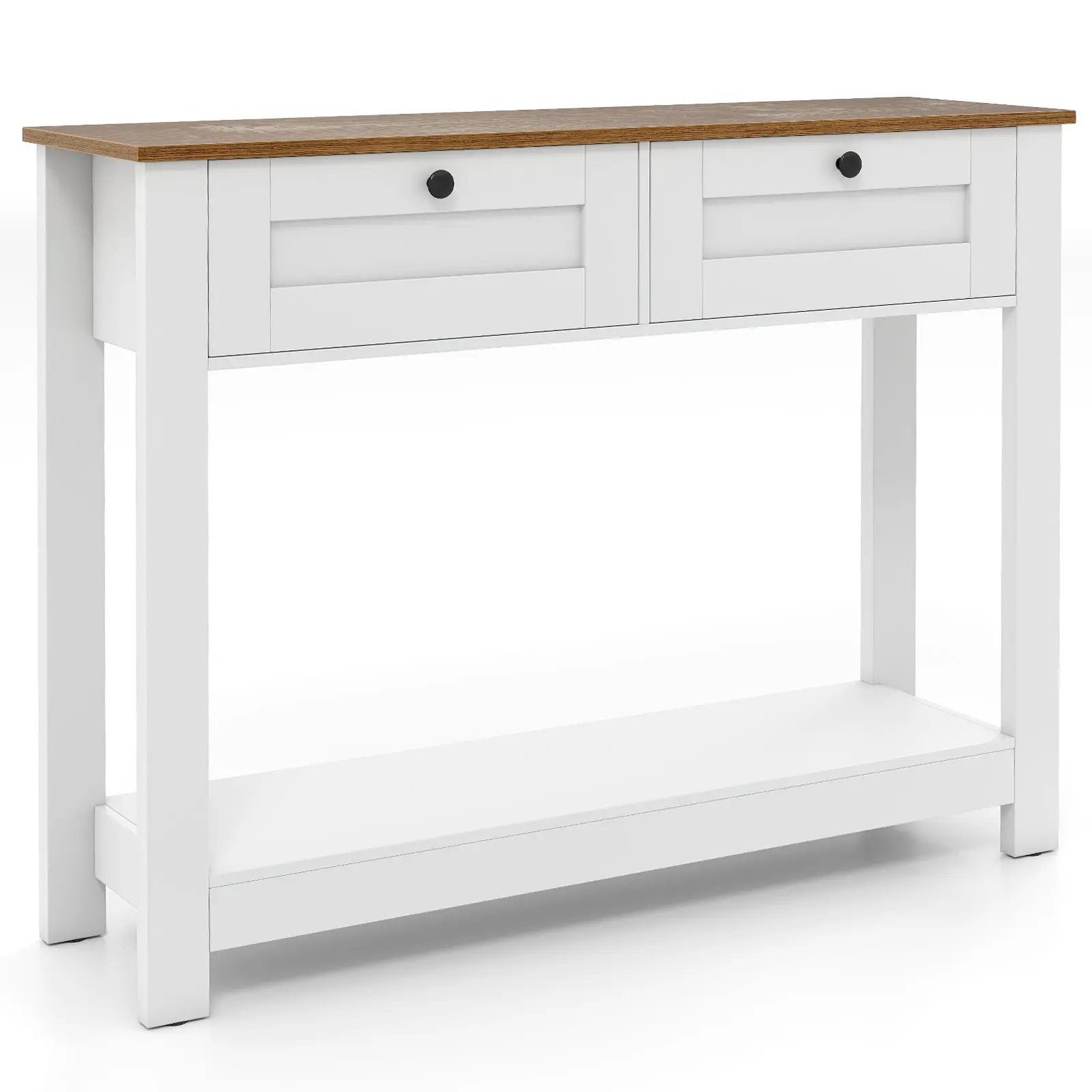 Farmhouse Console Table with 2 Drawers 42 inch Long Narrow Entryway Table by DirectDeals