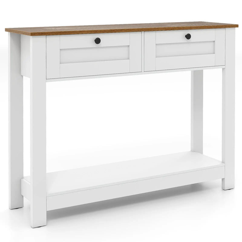 Farmhouse Console Table with 2 Drawers 42 inch Long Narrow Entryway Table by DirectDeals