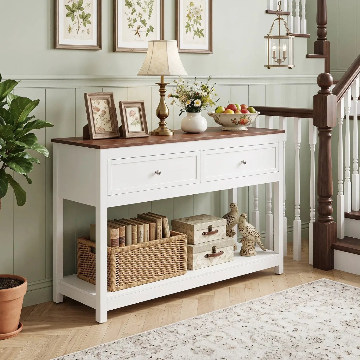 Console Table with 2 Drawers and Open Storage Shelf by DirectDeals