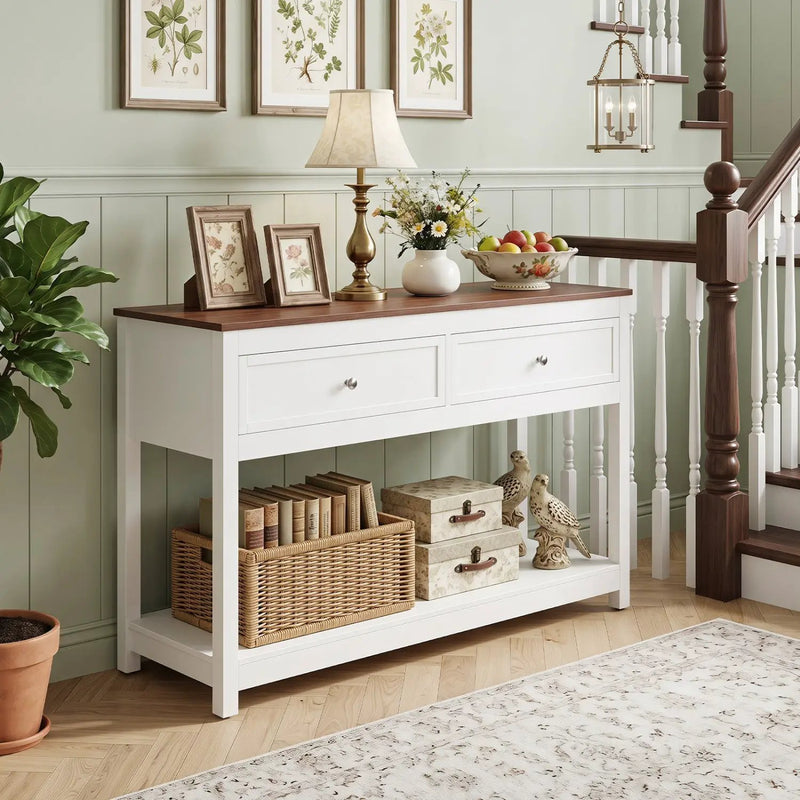 Console Table with 2 Drawers and Open Storage Shelf by DirectDeals
