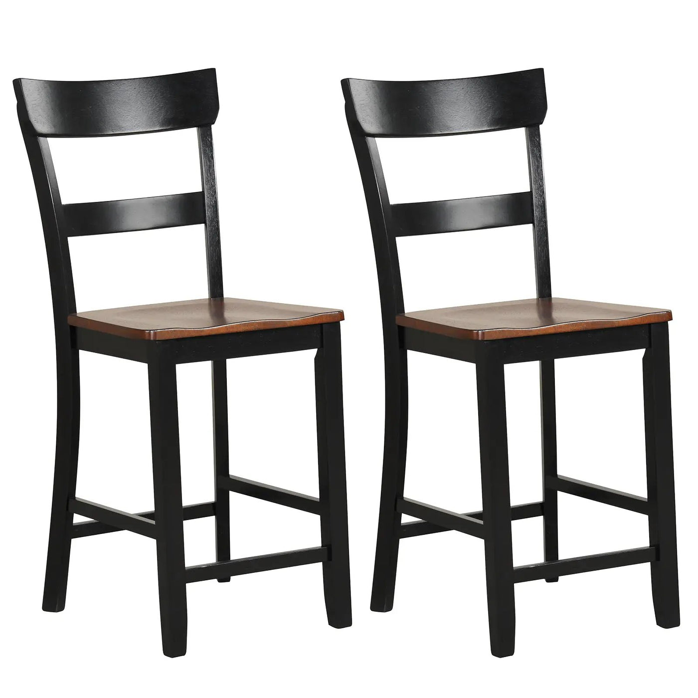 Farmhouse Dining Bar Stool Set of 2 with Solid Rubber Wood Frame by DirectDeals