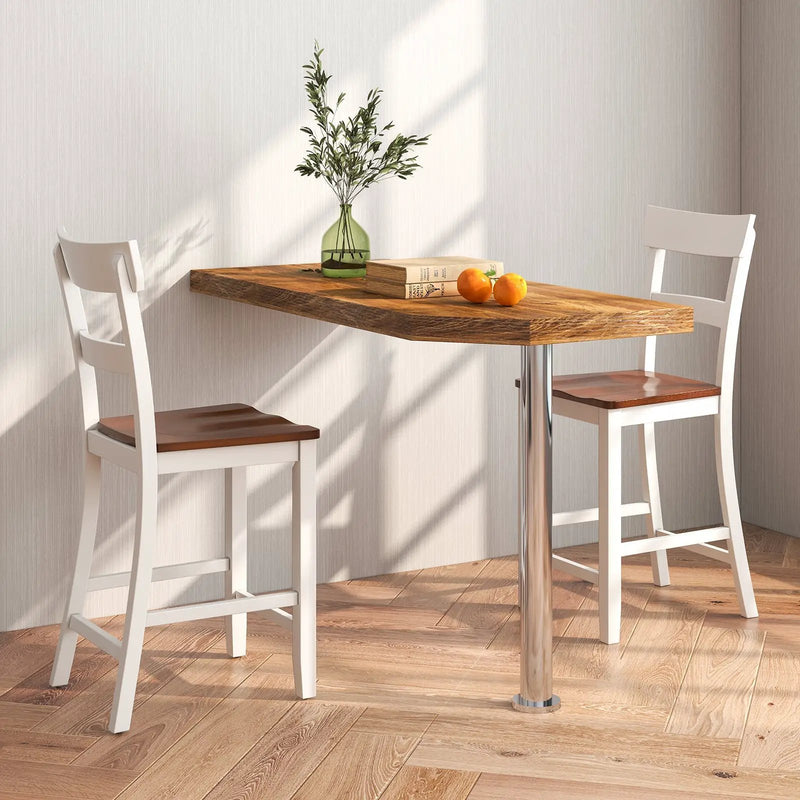 Farmhouse Dining Bar Stool Set of 2 with Solid Rubber Wood Frame by DirectDeals