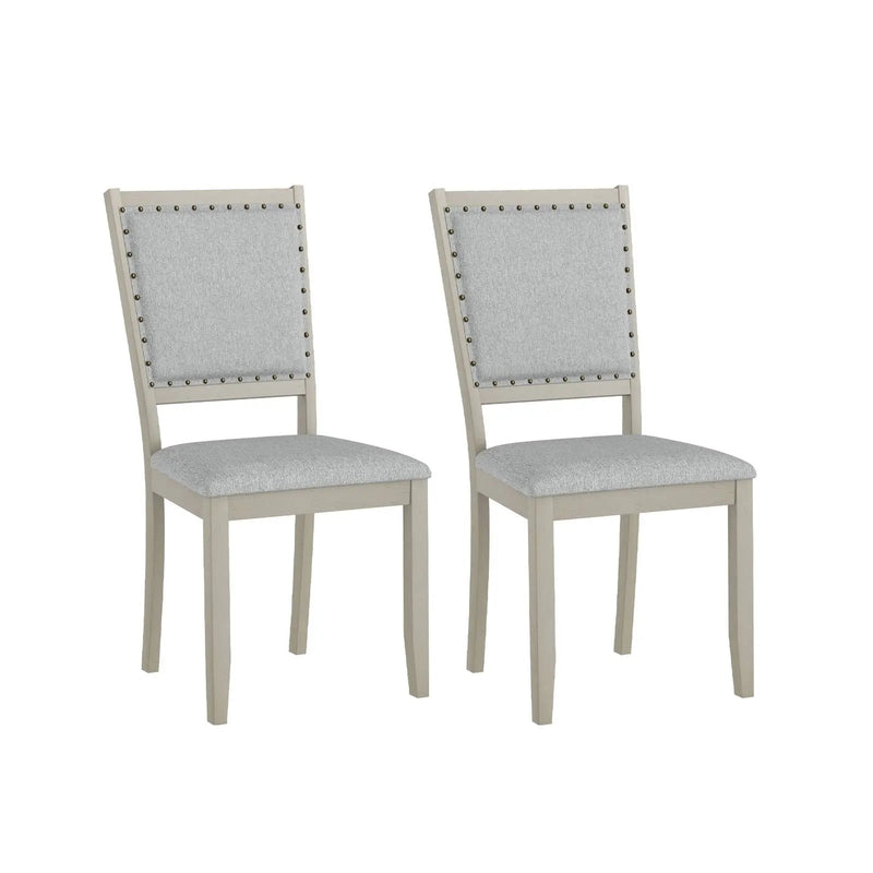 Farmhouse Dining Chair Set of 2 Fabric Upholstered Kitchen Chairs-Grey by DirectDeals