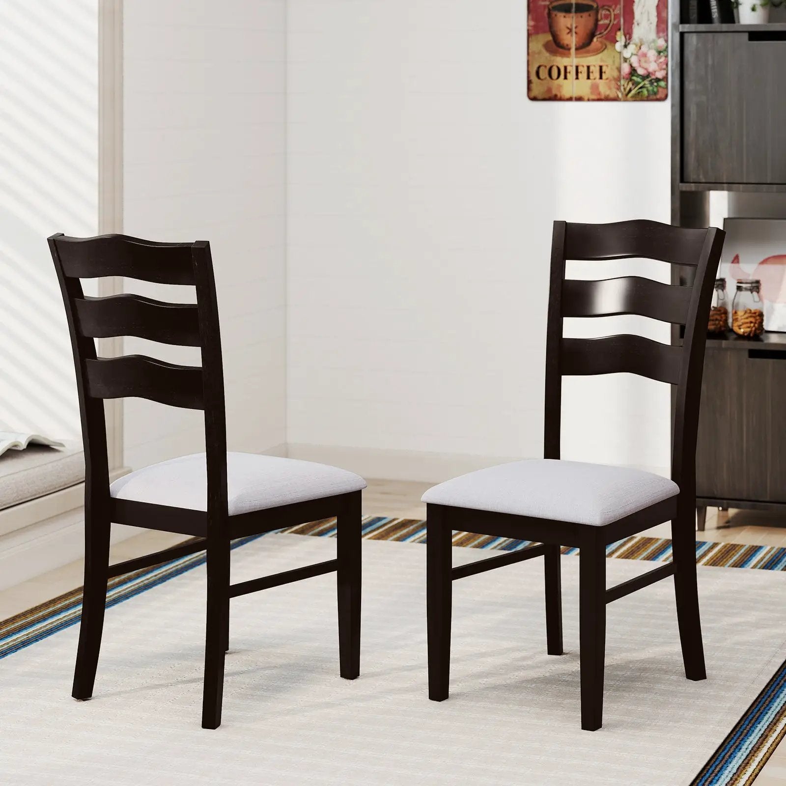 Farmhouse Dining Chairs Set of 2 Modern Kitchen Chairs with Elegant Hollowed backrest-Gray by DirectDeals