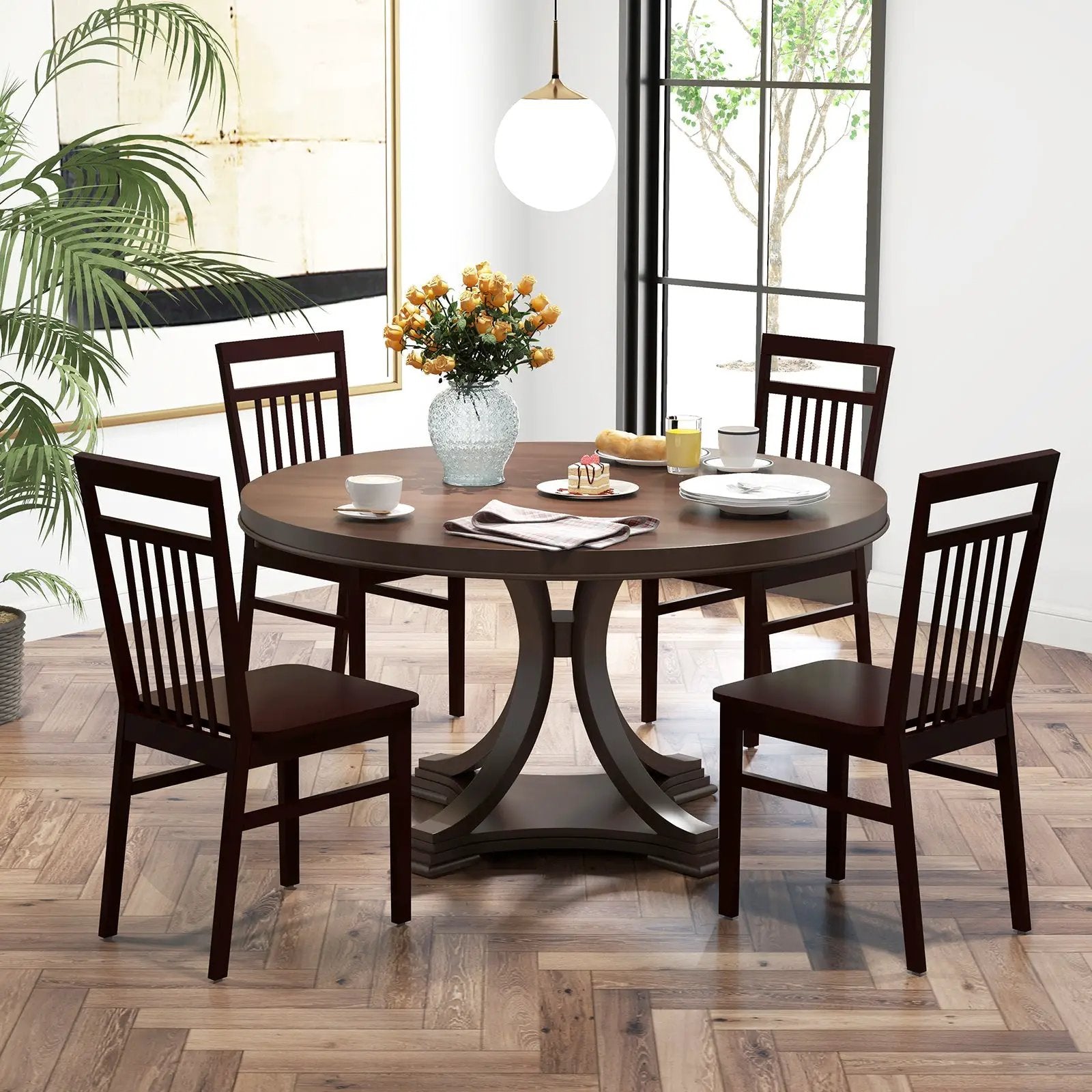 Set of 2 Farmhouse Dining Chair with Slanted High Backrest by DirectDeals