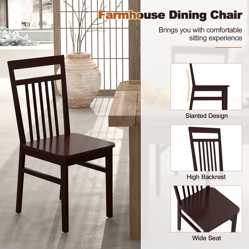 Set of 2 Farmhouse Dining Chair with Slanted High Backrest by DirectDeals