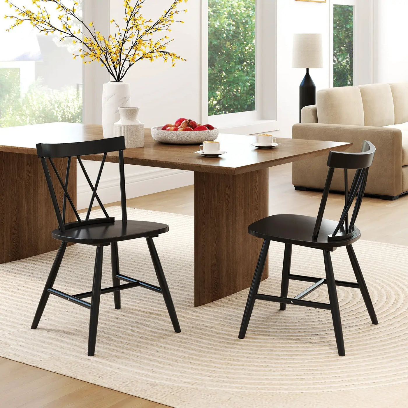 Farmhouse Kitchen Dining Chair Set of 2 with Rubber Wood Frame by DirectDeals