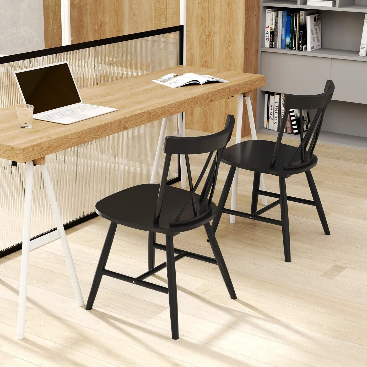 Farmhouse Kitchen Dining Chair Set of 2 with Rubber Wood Frame by DirectDeals