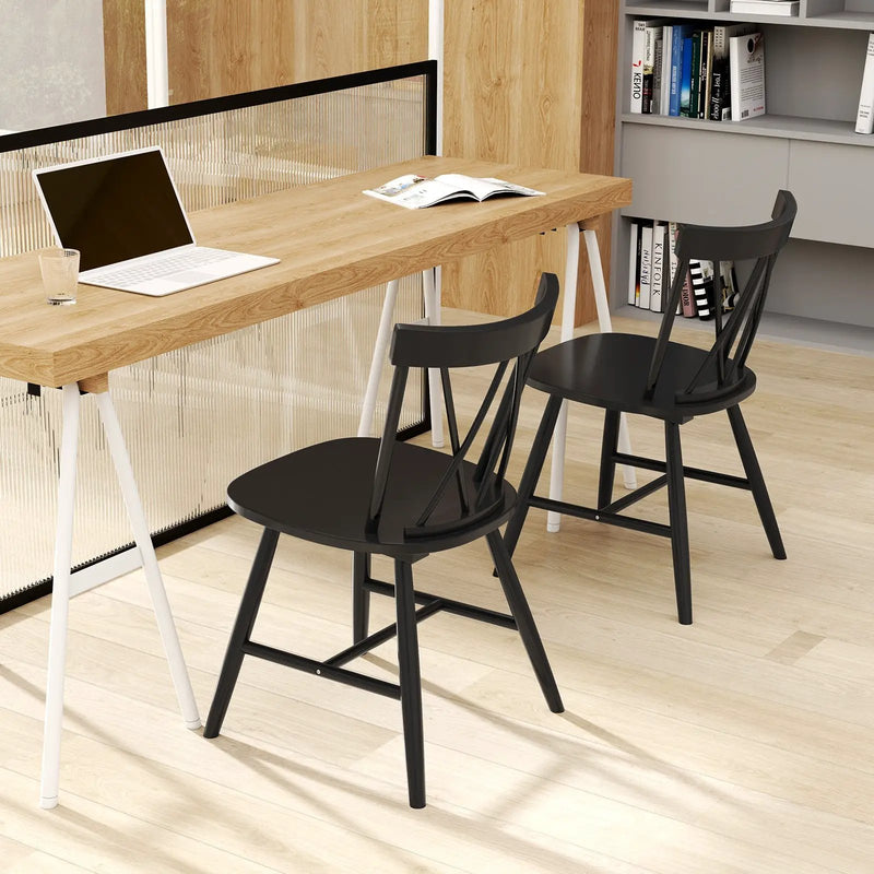 Farmhouse Kitchen Dining Chair Set of 2 with Rubber Wood Frame by DirectDeals