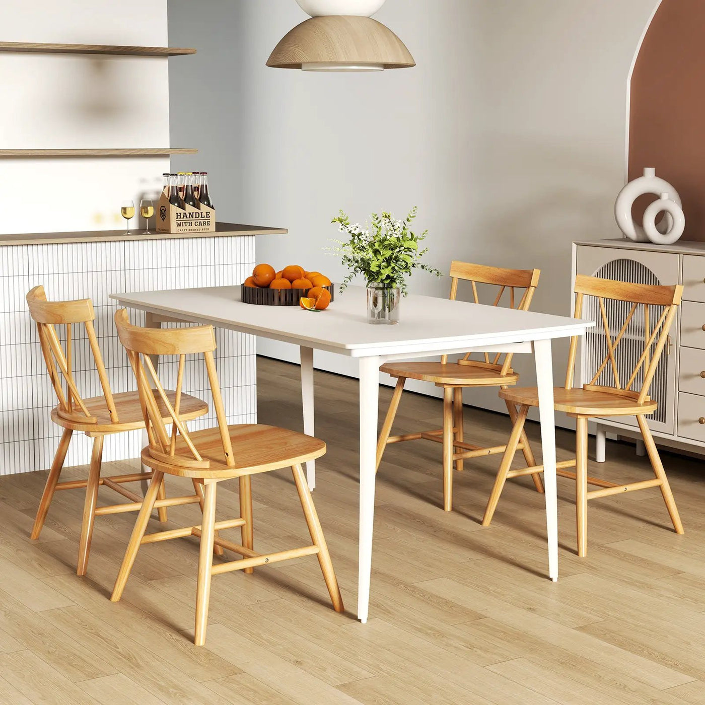 Farmhouse Kitchen Dining Chair Set of 2 with Rubber Wood Frame by DirectDeals