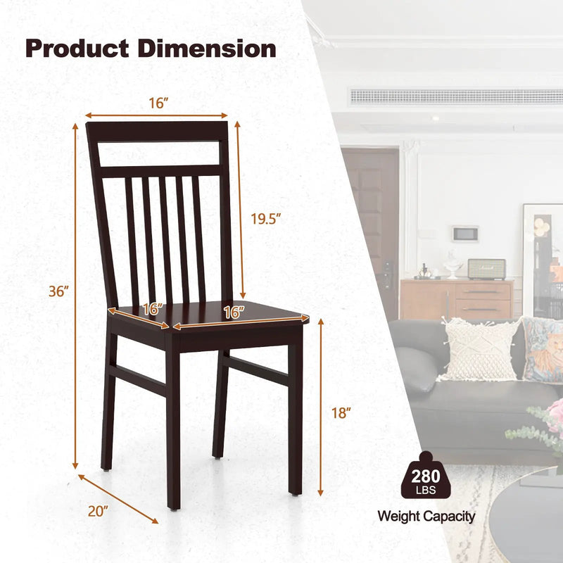 Set of 2 Farmhouse Dining Chair with Slanted High Backrest by DirectDeals